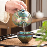 Load image into Gallery viewer, Jianzhan creative tea pot kiln change pottery pot with matching tea cup Chinese kungfu tea set