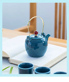 Load image into Gallery viewer, Celadon Handle Pot Porcelain TeaPot Home Ceramic Chinese Tea Set Simple Solid Color Hotel Restaurant Kettle about 310ML