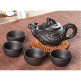 Load image into Gallery viewer, 150ml Yixing Teapot Purple Clay Kung Fu Tea Set Handmade Dragon Elephant Squirrel Tea Pot with 4pcs Cup Set