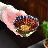 Load image into Gallery viewer, Modeling unique Colorful gilded gold Jianzhan tea cup,Top Grade Chinese Porcelain TeaCup, ceramic tea set Puer cup set